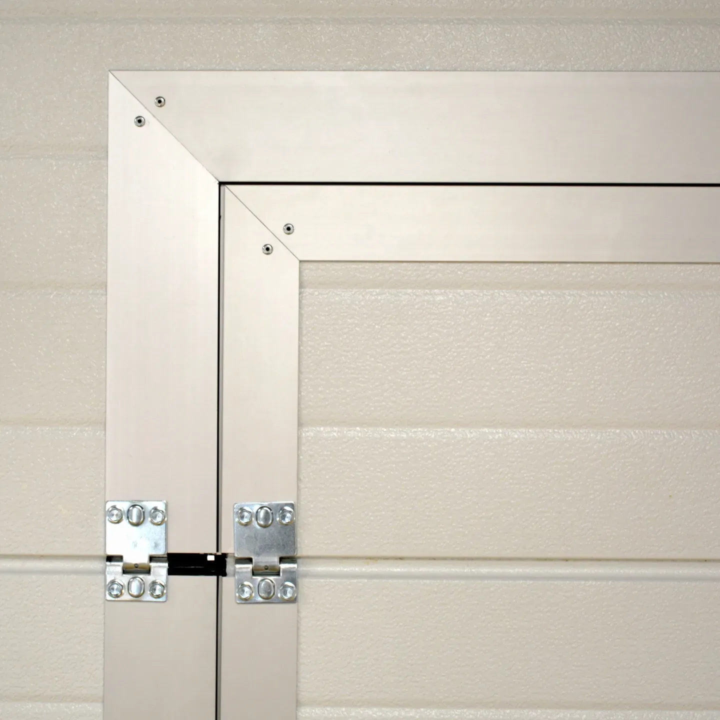 Close-up of the built-in door frame within the panel